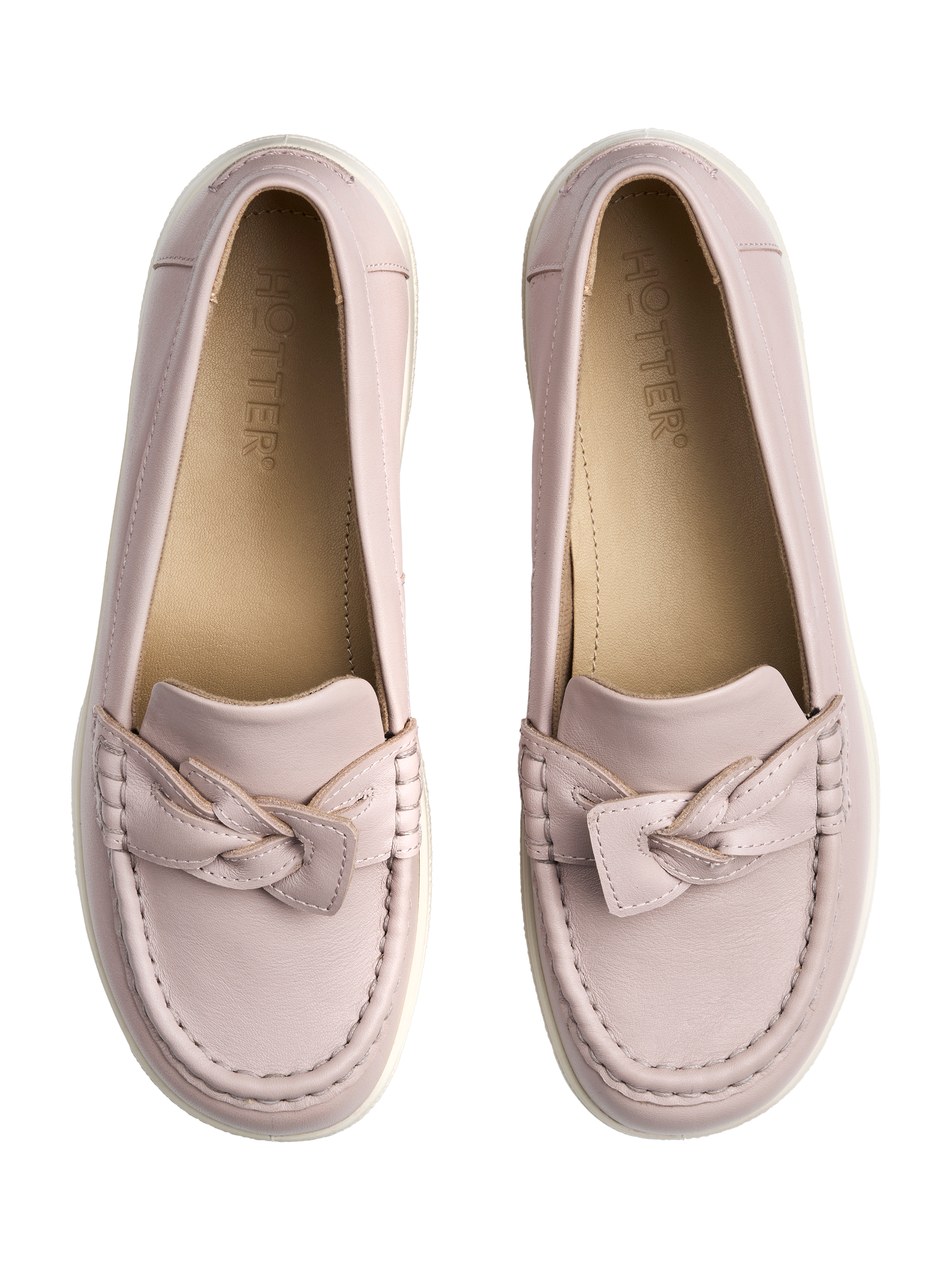Product image 3 of 4, which shows Hotter Cabana Leather Loafers, Light Mink, 3