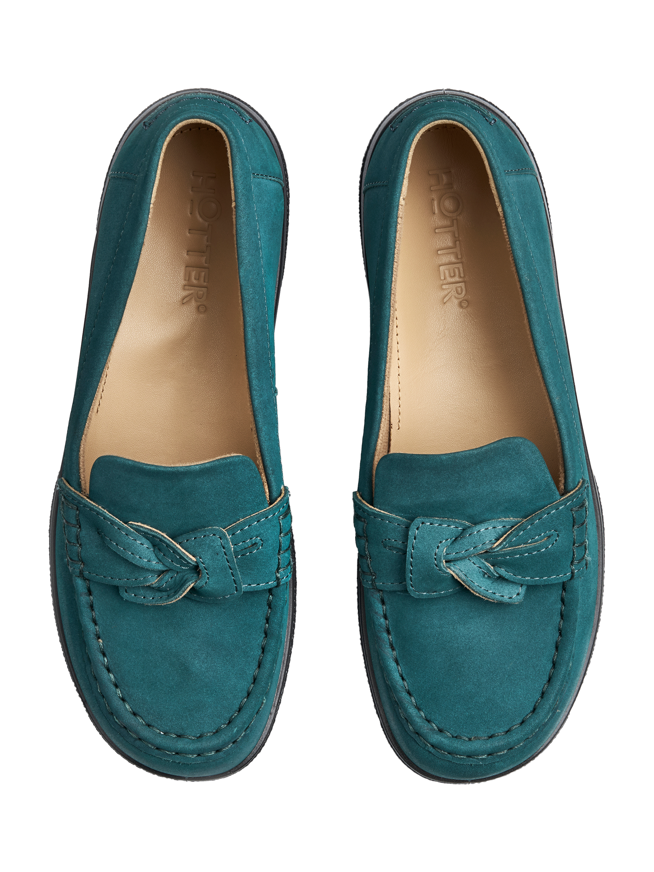 Product image 2 of 4, which shows Hotter Cabana Nubuck Loafers, Teal, 3