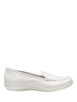 Hotter Jazz Extra Wide Fit Nubuck Classic Moccasins, White Sand, White Sand