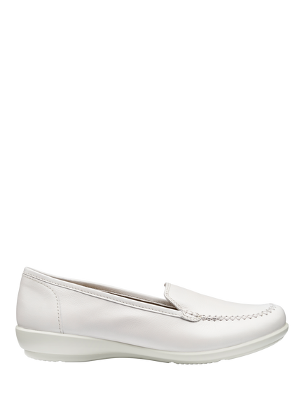 Hotter Jazz Extra Wide Fit Nubuck Classic Moccasins, White Sand, White Sand