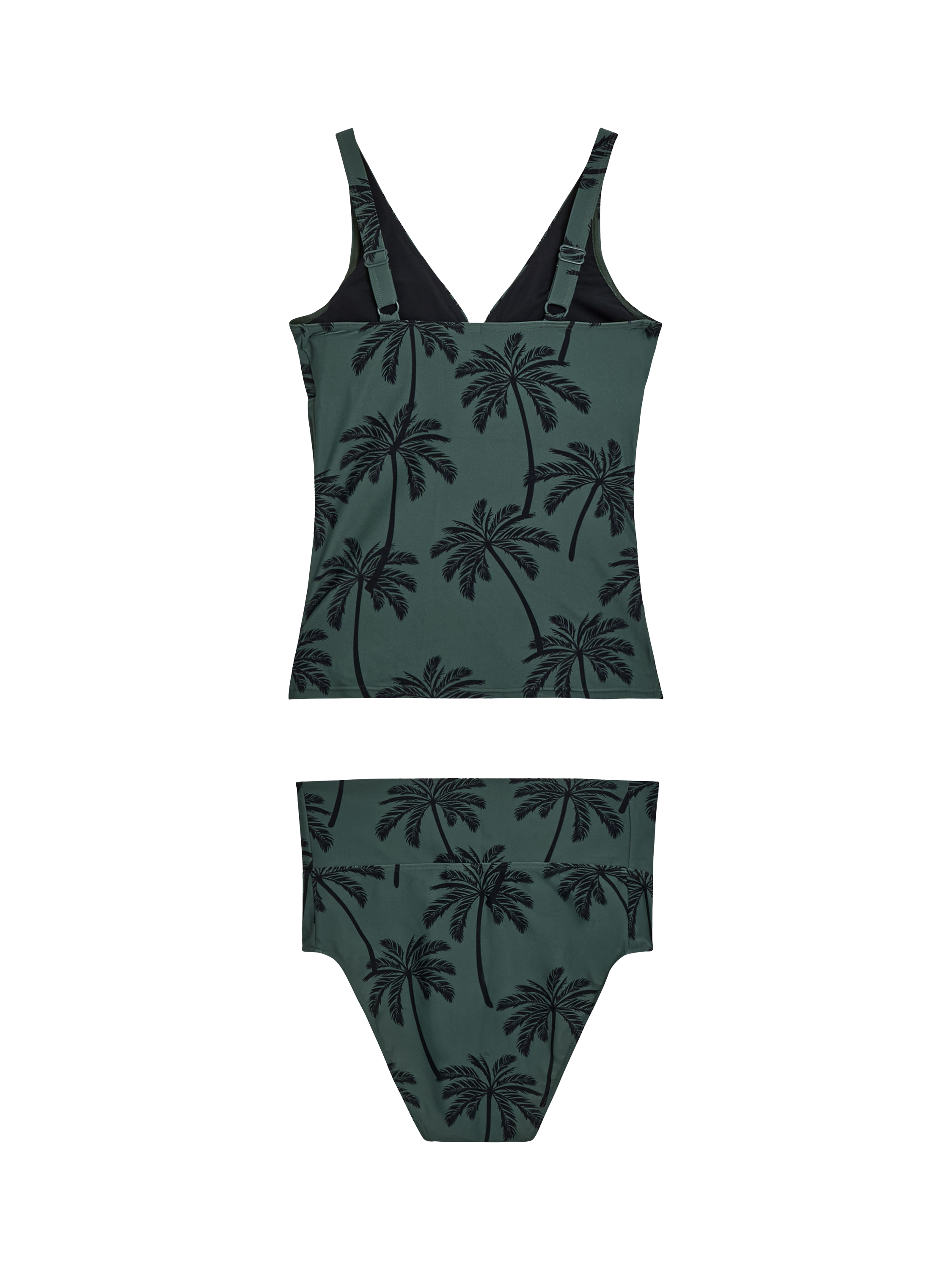 Product image 9 of 9, which shows JoJo Maman Bébé Palm Print Maternity Tankini Set, Khaki, S