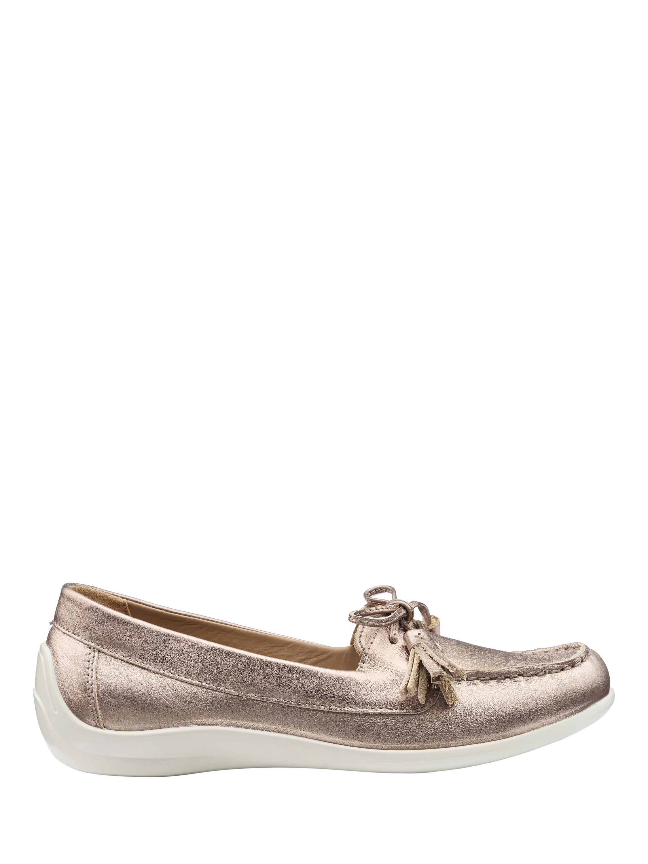 Product image 1 of 5, which shows Hotter Bay II Wide Fit Leather Loafers, Rose Gold, 3W