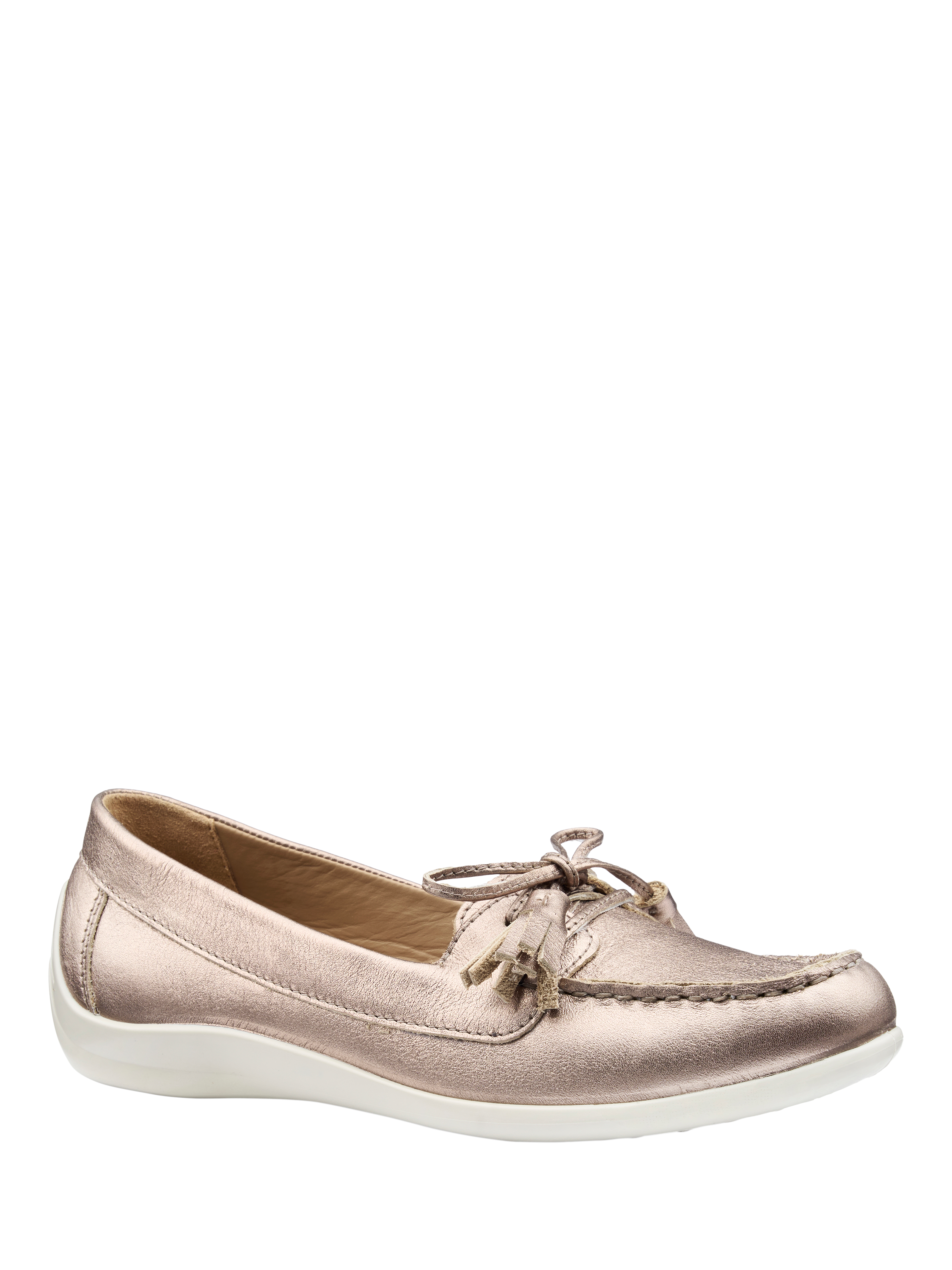 Product image 2 of 5, which shows Hotter Bay II Wide Fit Leather Loafers, Rose Gold, 3W