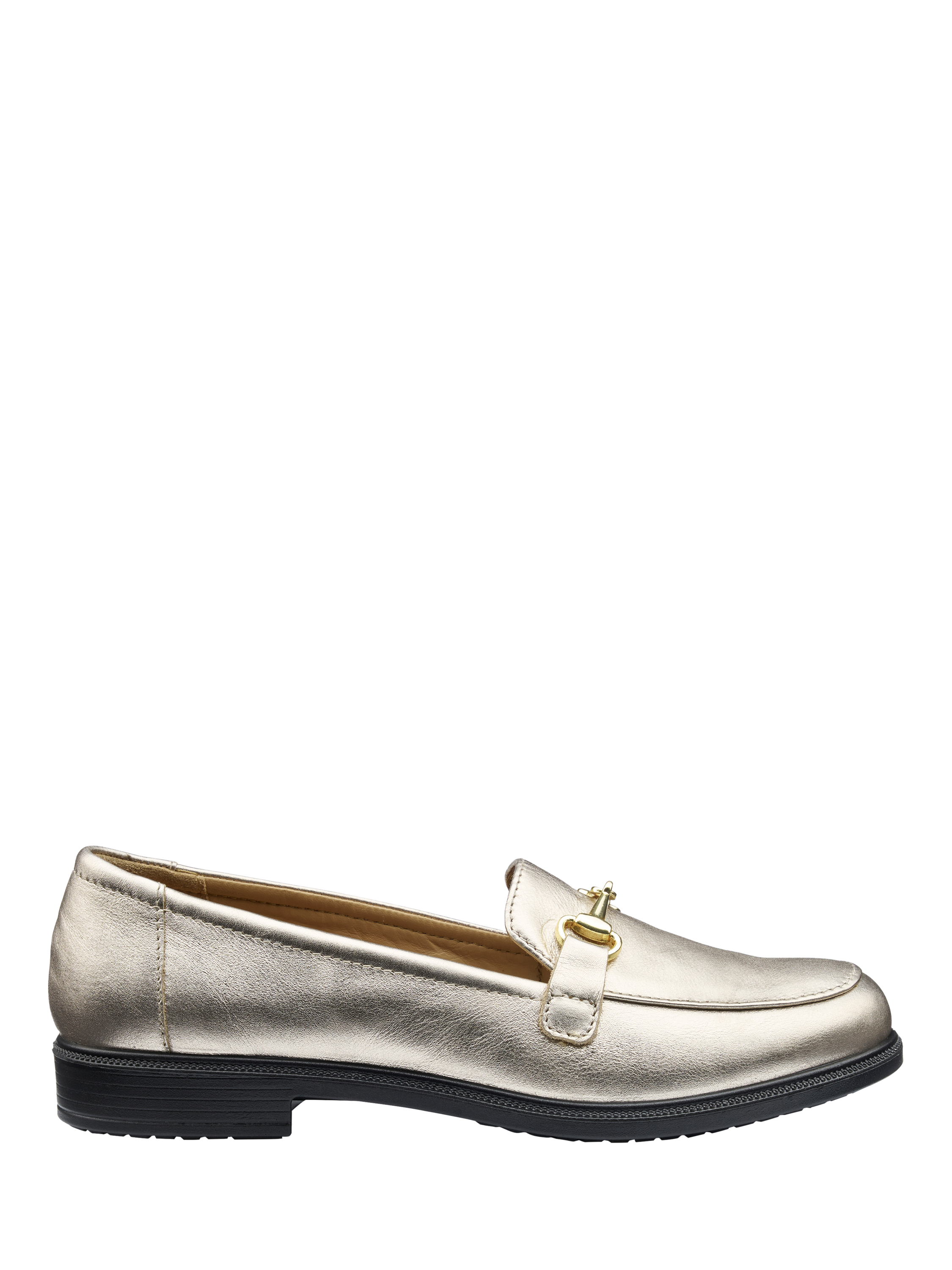 Product image 1 of 4, which shows Hotter Clovelly Leather Loafers, Soft Gold, 3