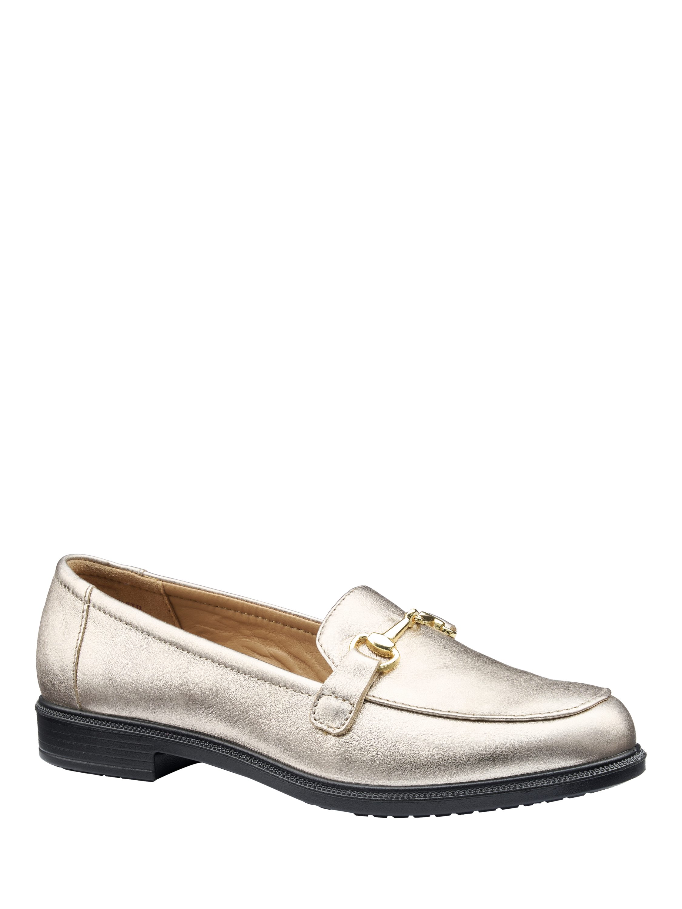 Product image 2 of 4, which shows Hotter Clovelly Leather Loafers, Soft Gold, 3