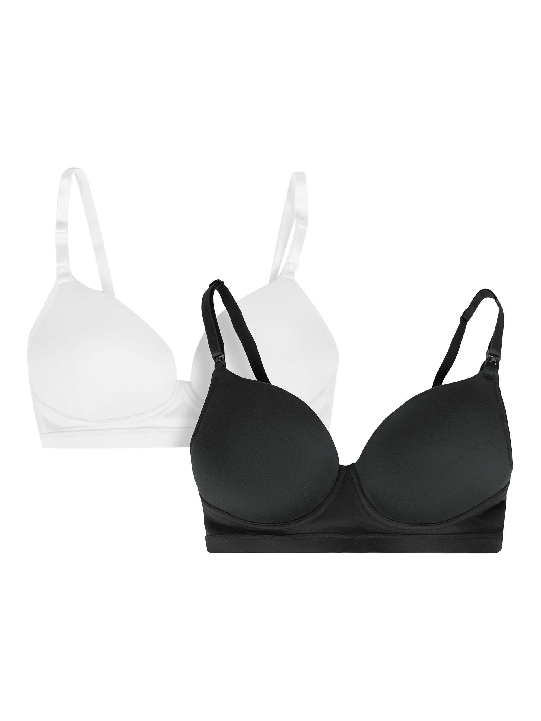 Product image 1 of 10, which shows JoJo Maman Bébé Maternity & Nursing T-Shirt Bras, Pack of 2, Black, 32DD