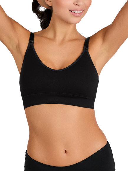 JoJo Maman Bébé Emma-Jane Padded Seamless Maternity and Nursing Bra, Black, Black