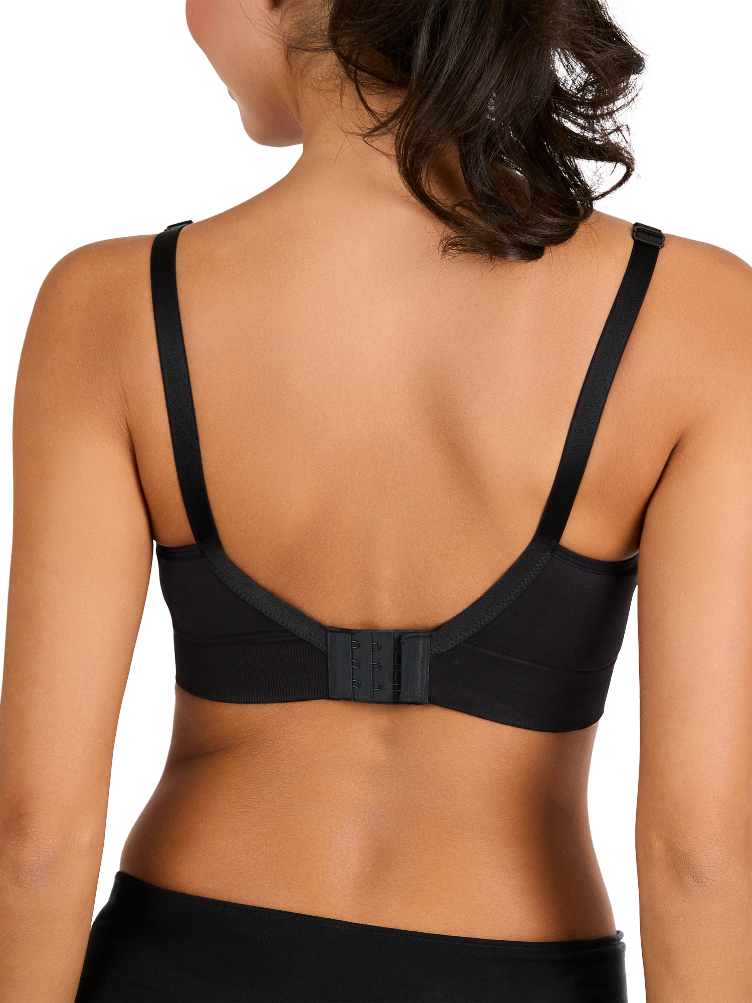 Product image 2 of 5, which shows JoJo Maman Bébé Emma-Jane Padded Seamless Maternity and Nursing Bra, Black, S