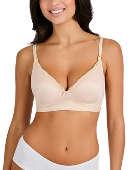 JoJo Maman Bébé Emma Jane Lace Trim Nursing T-Shirt Bra, Natural, Natural
