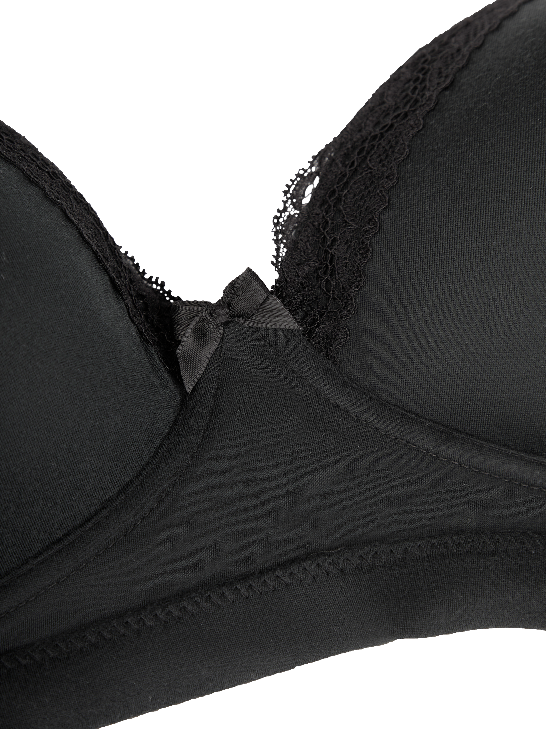 Product image 3 of 6, which shows JoJo Maman Bébé Emma-Jane Lace Trim Nursing T-Shirt Bra, Black, 32DD