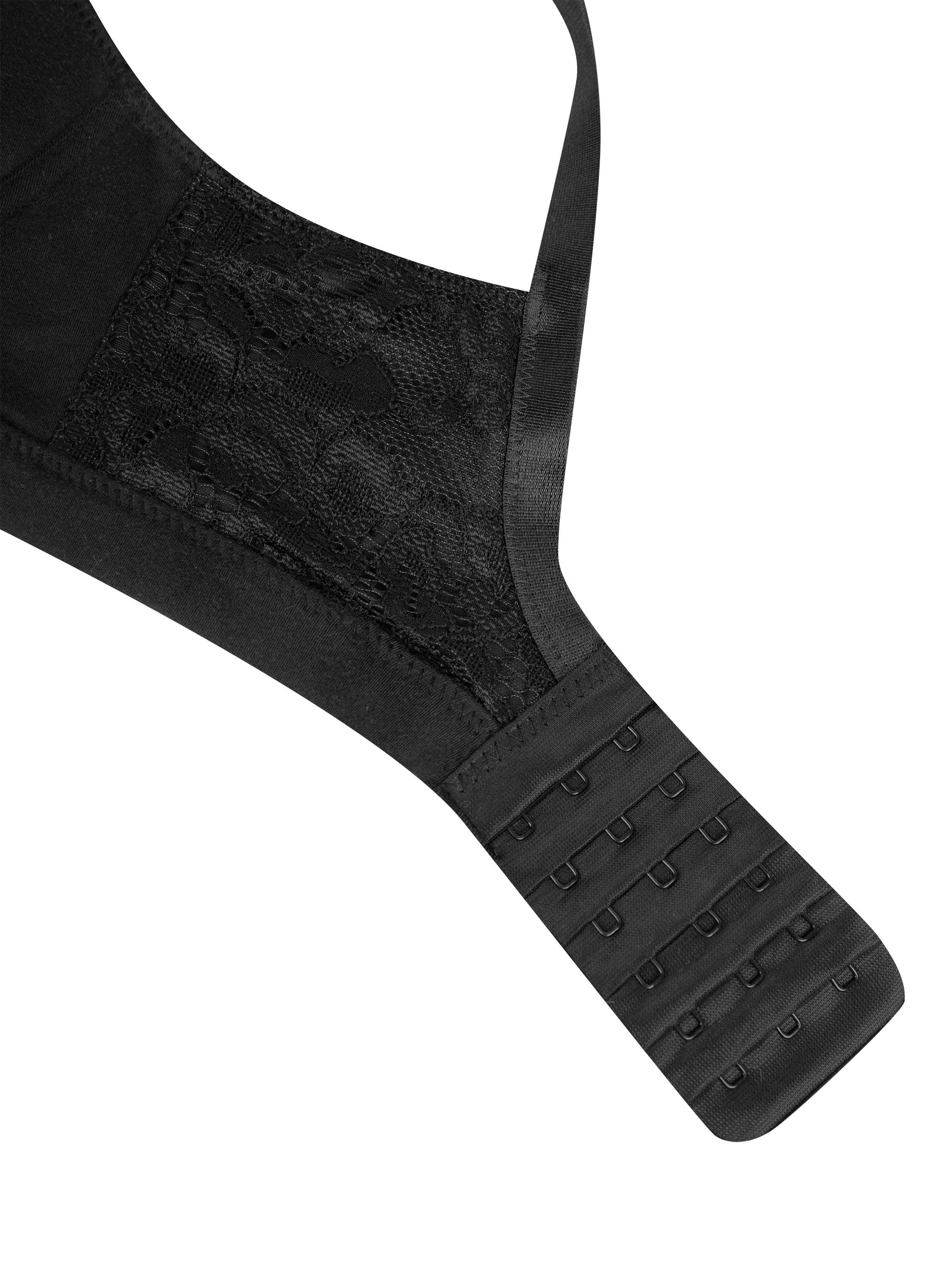 Product image 5 of 6, which shows JoJo Maman Bébé Emma-Jane Lace Trim Nursing T-Shirt Bra, Black, 32DD