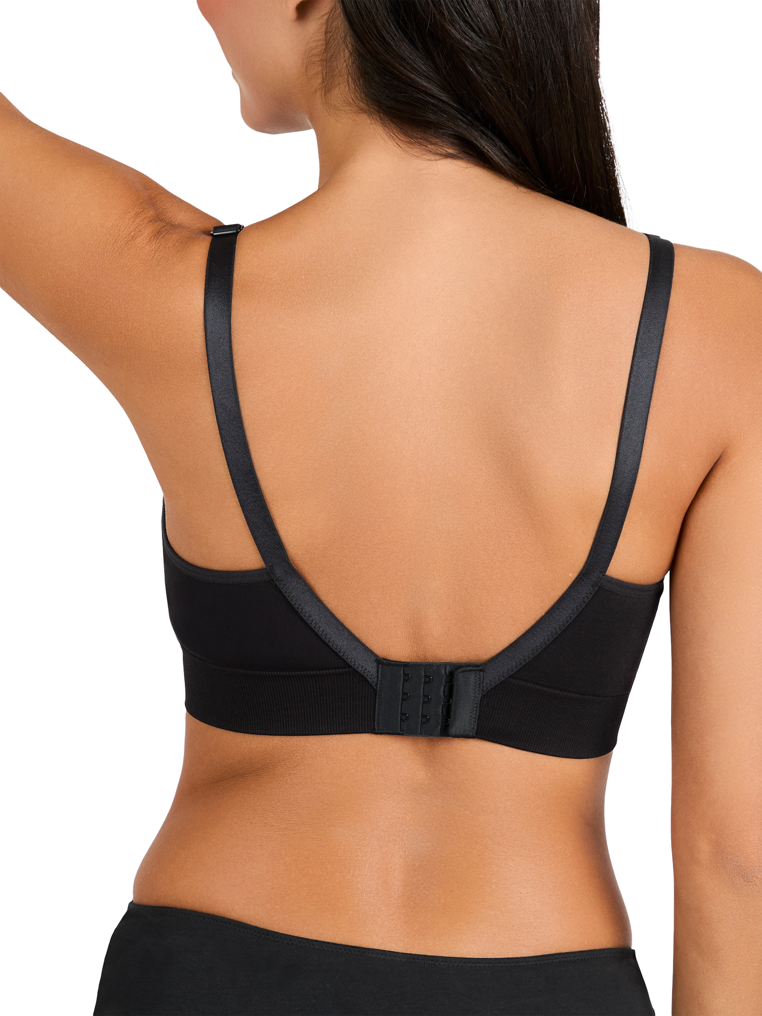 Product image 3 of 5, which shows JoJo Maman Bébé Emma-Jane Lace Trim Seamless Maternity and Nursing Bra, Black, S