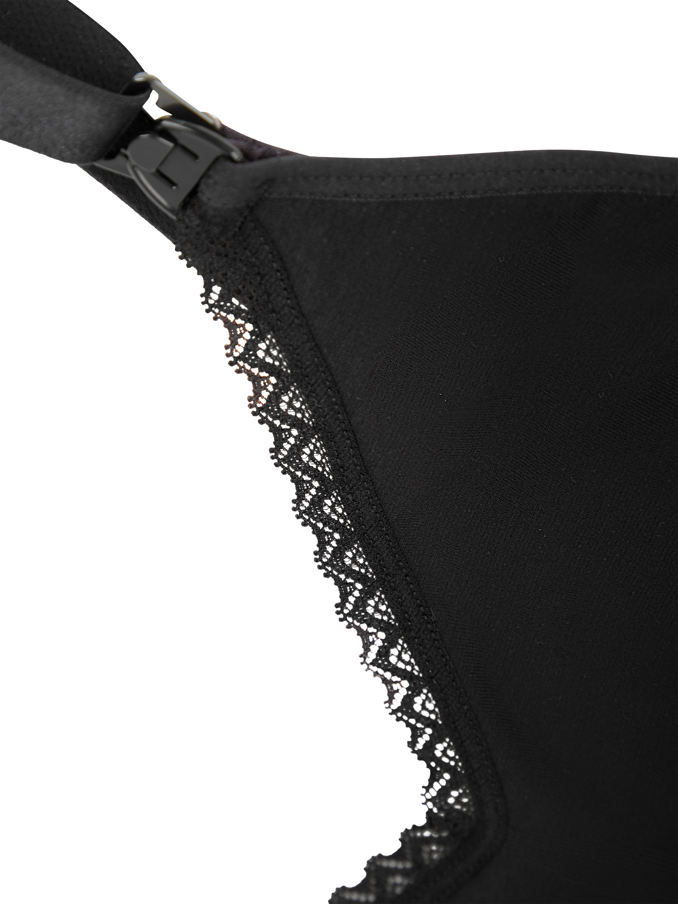 Product image 5 of 5, which shows JoJo Maman Bébé Emma-Jane Lace Trim Seamless Maternity and Nursing Bra, Black, S
