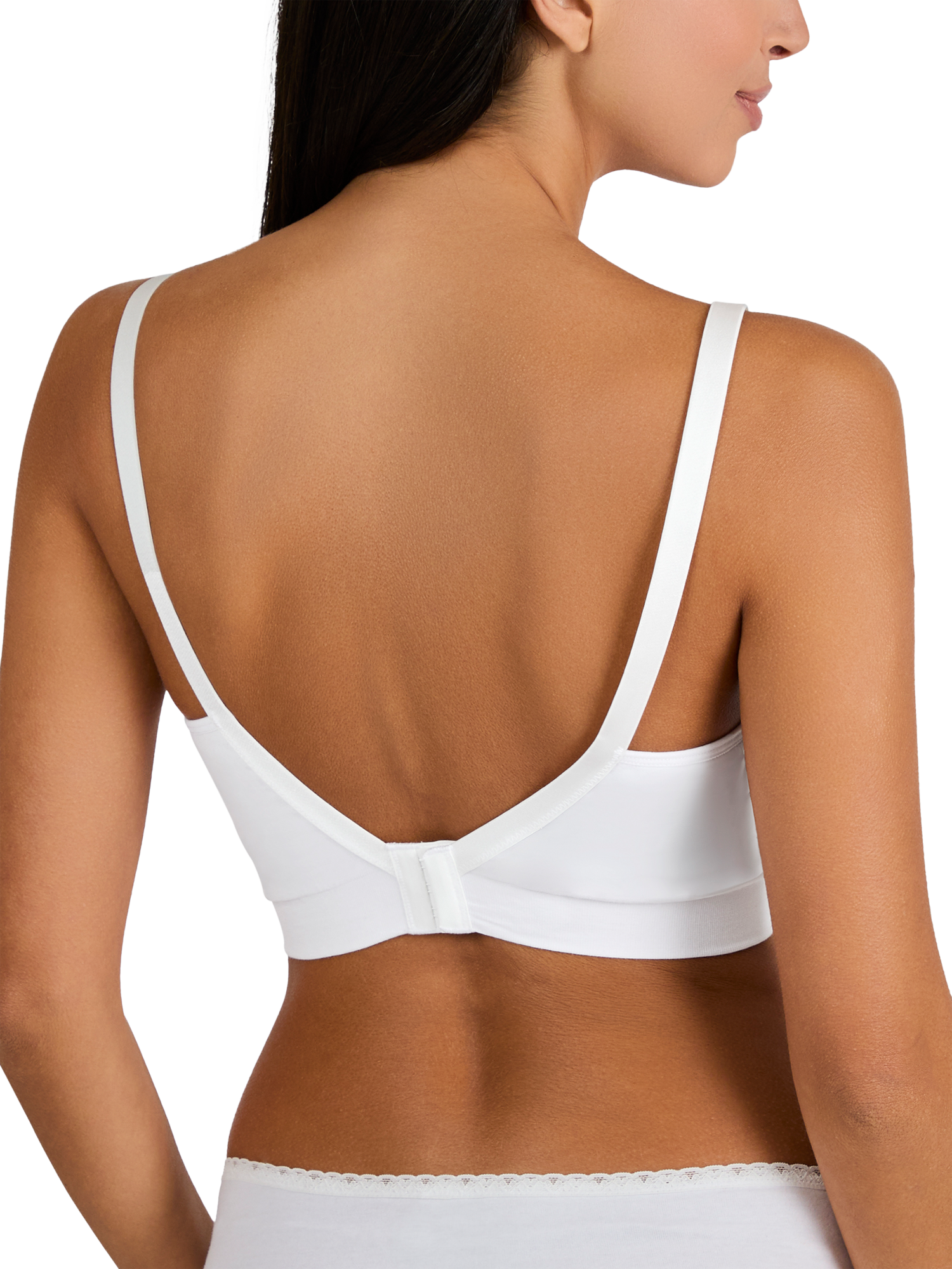 Product image 2 of 5, which shows JoJo Maman Bébé Emma-Jane Lace Trim Seamless Maternity and Nursing Bra, White, S