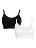 JoJo Maman Bébé Cotton Seamless Nursing Bras, Pack of 2, Black/White