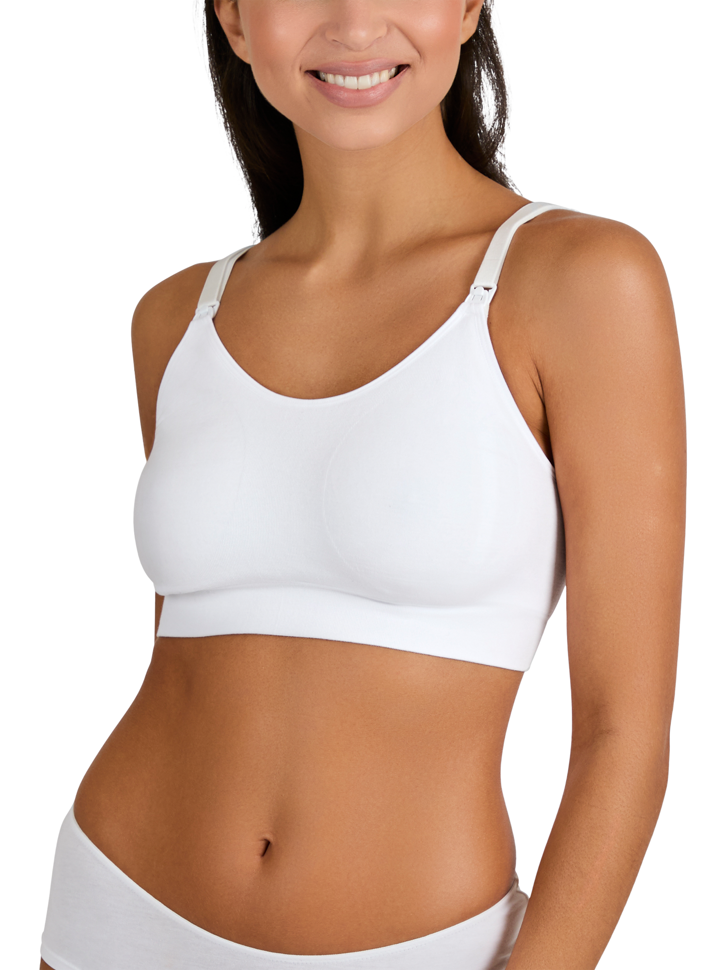 Product image 2 of 11, which shows JoJo Maman Bébé Cotton Seamless Nursing Bras, Pack of 2, Black/White, S