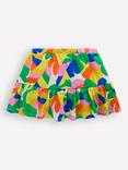 Mini Boden Kids' Tiered Cotton Jersey Skort, Multi Abstract Palm