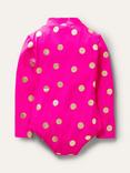 Mini Boden Kids' Long Sleeved Metallic Spot Swimsuit, Pink/Gold