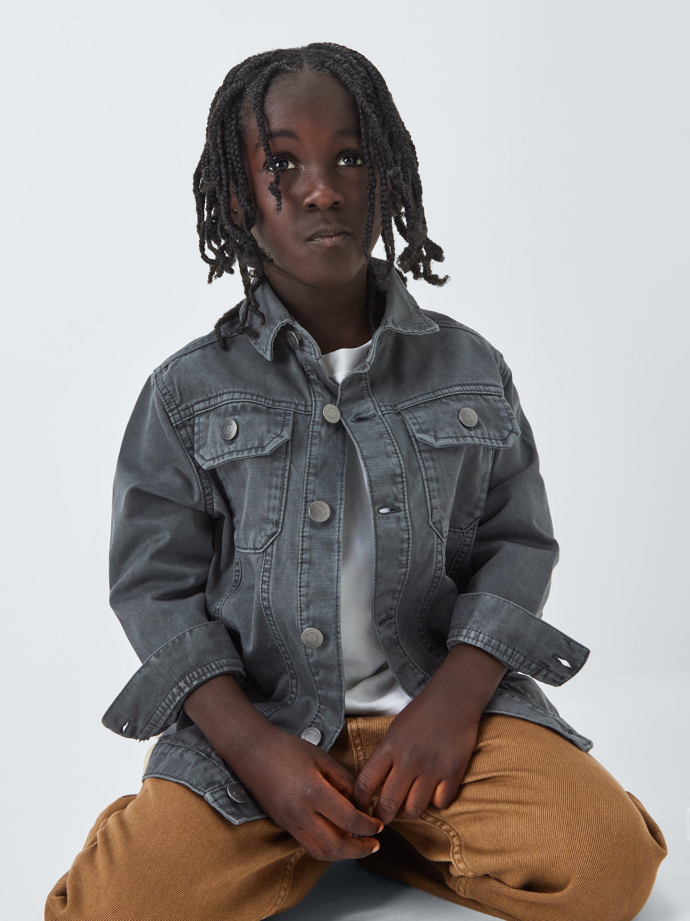 Product image 4 of 7, which shows John Lewis Denim Long Sleeve Shacket, Black, 3 years