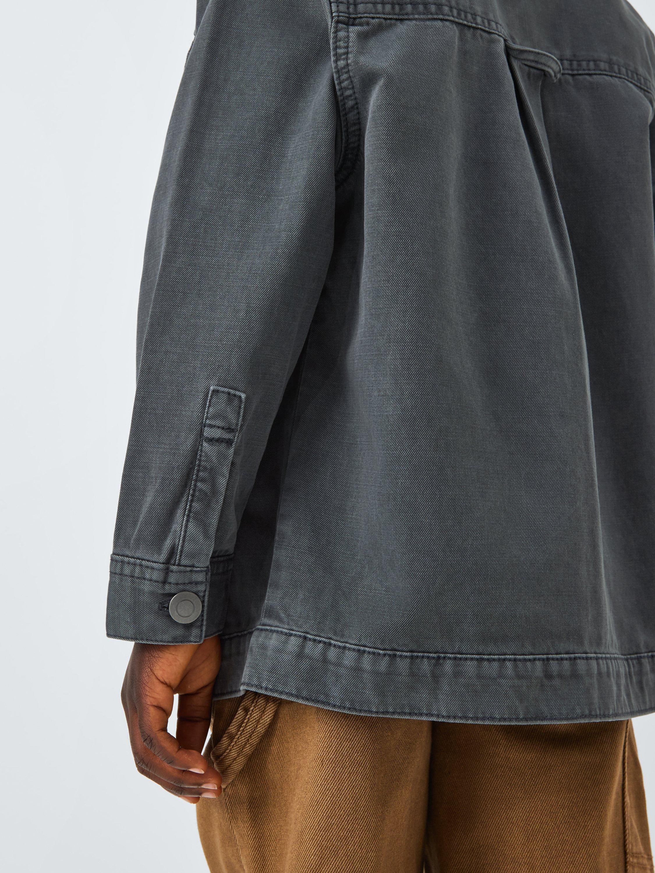 Product image 5 of 7, which shows John Lewis Denim Long Sleeve Shacket, Black, 3 years