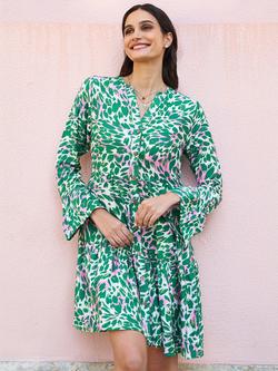 Yumi Ikat Print Tunic Dress, Green