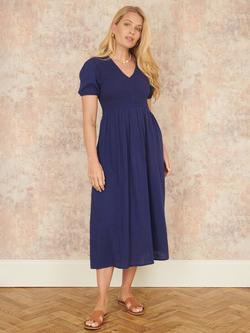 Yumi Cotton Midi Dress, Navy