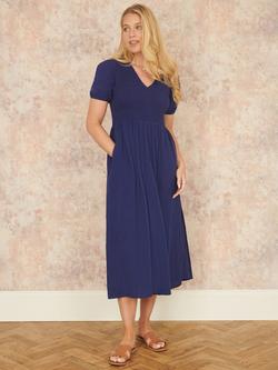 Yumi Cotton Midi Dress - view 2, Navy