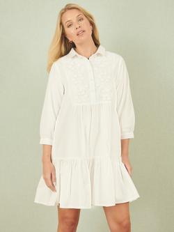 Yumi Daisy Embroidered Tunic Dress, White, White