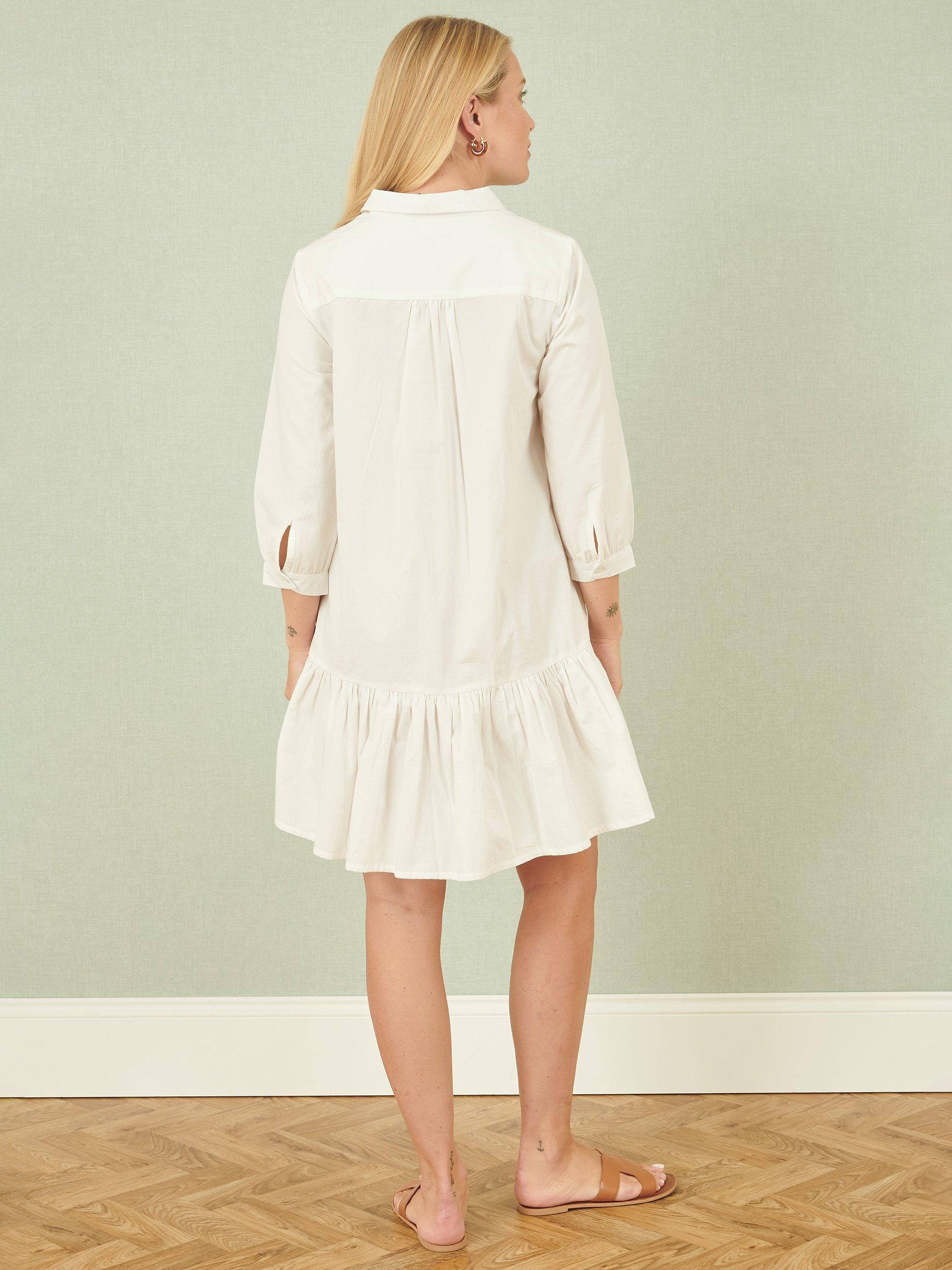 Product image 4 of 5, which shows Yumi Daisy Embroidered Tunic Dress, White, 8