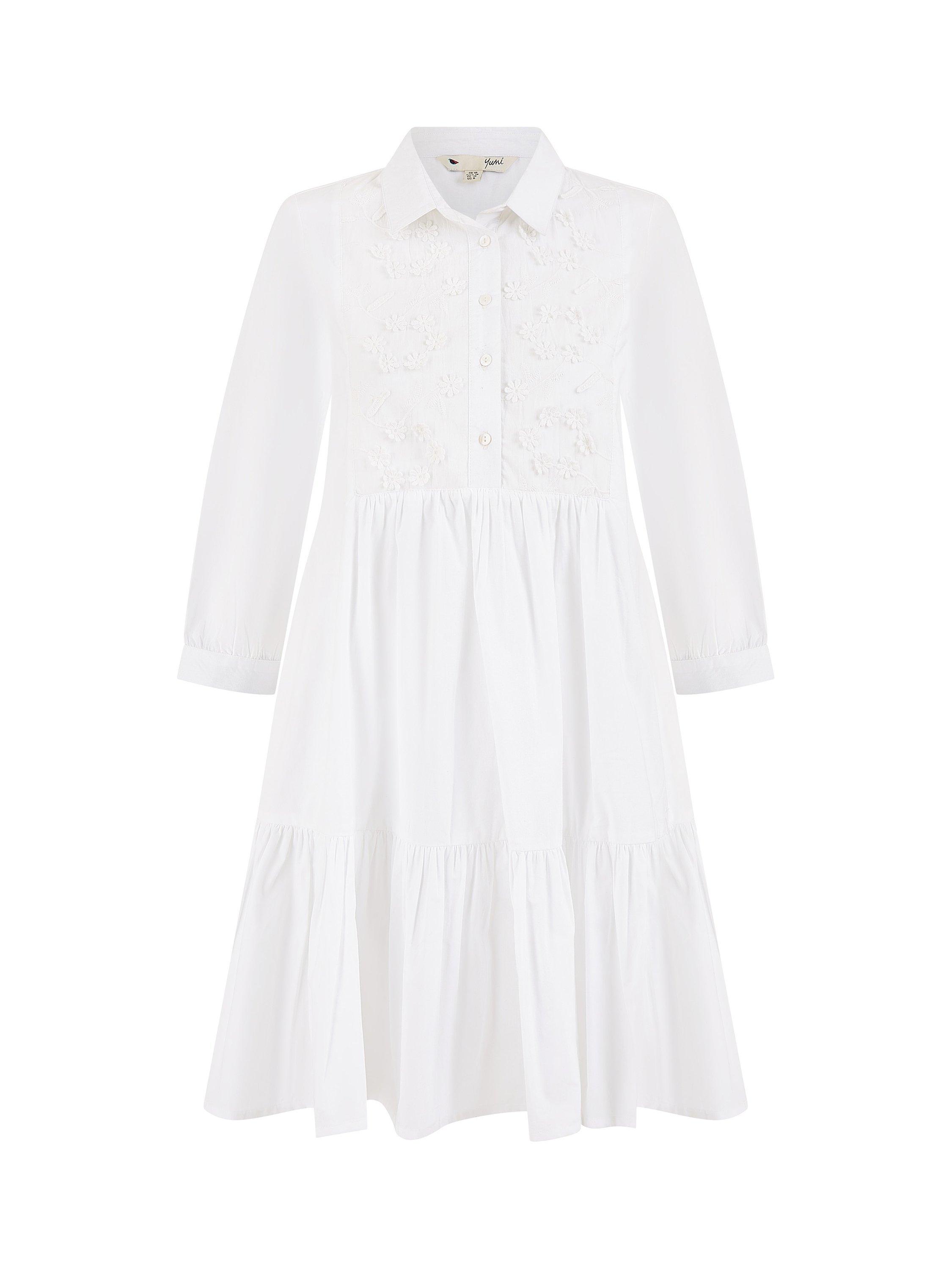 Product image 5 of 5, which shows Yumi Daisy Embroidered Tunic Dress, White, 8