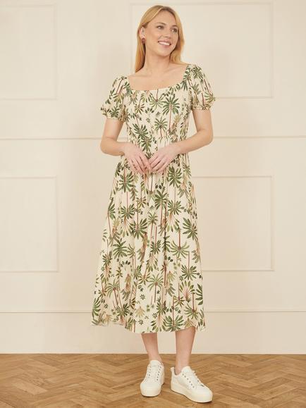 Yumi Printed Midi Dress - view 2, Beige