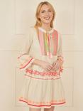 Yumi Embroidered Tunic Dress, Beige