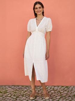 Yumi Broderie Anglaise Split Hem Dress, White, White