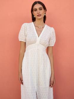 Yumi Broderie Anglaise Split Hem Dress, White - view 2, White