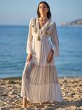 Yumi Metallic Embellished Maxi Dress, White