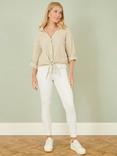 Yumi Tie Front Pure Linen Shirt, Stone