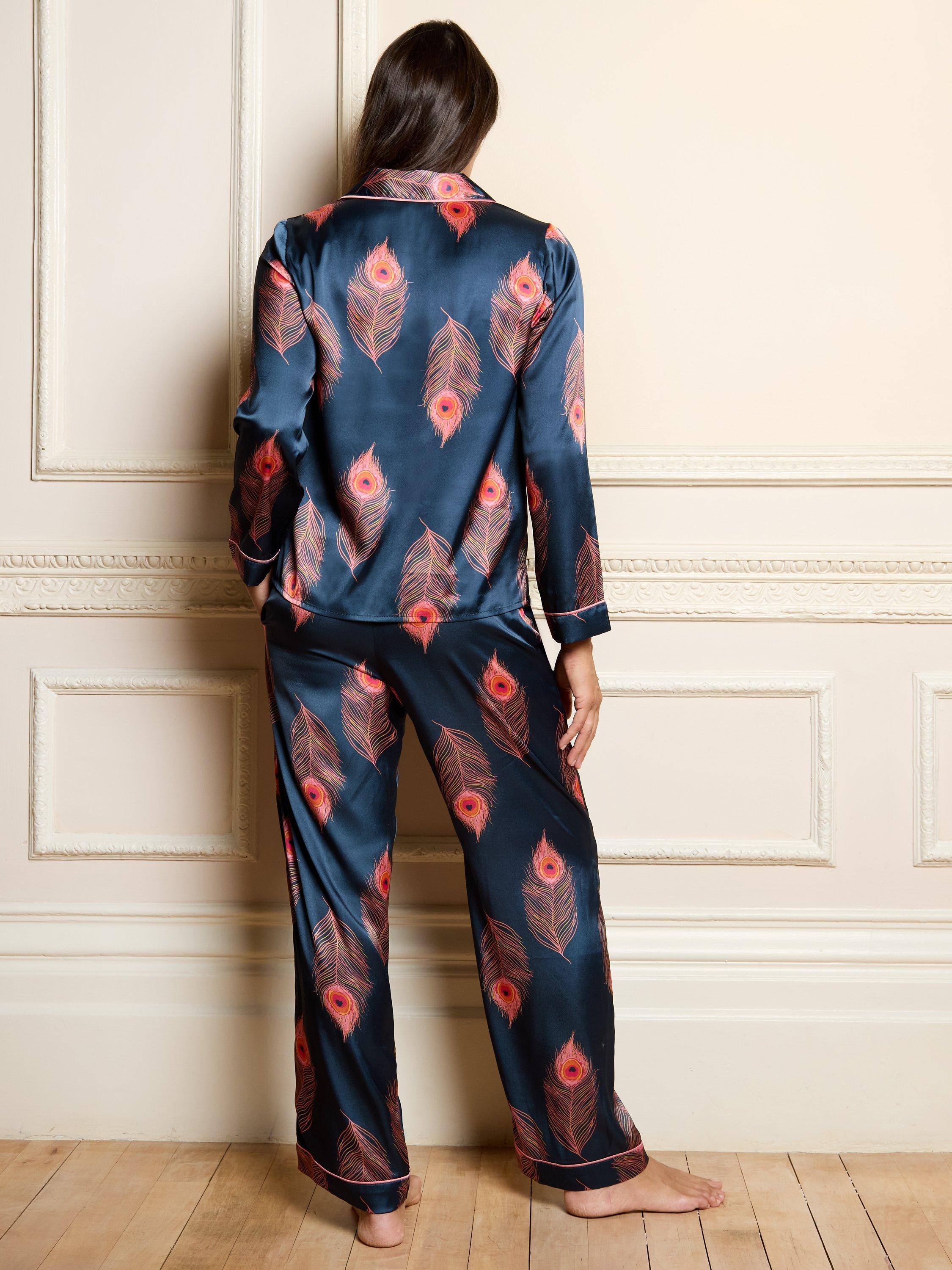 Product image 3 of 5, which shows Their Nibs Holiday Peacock Long Pyjama Set, Blue, S