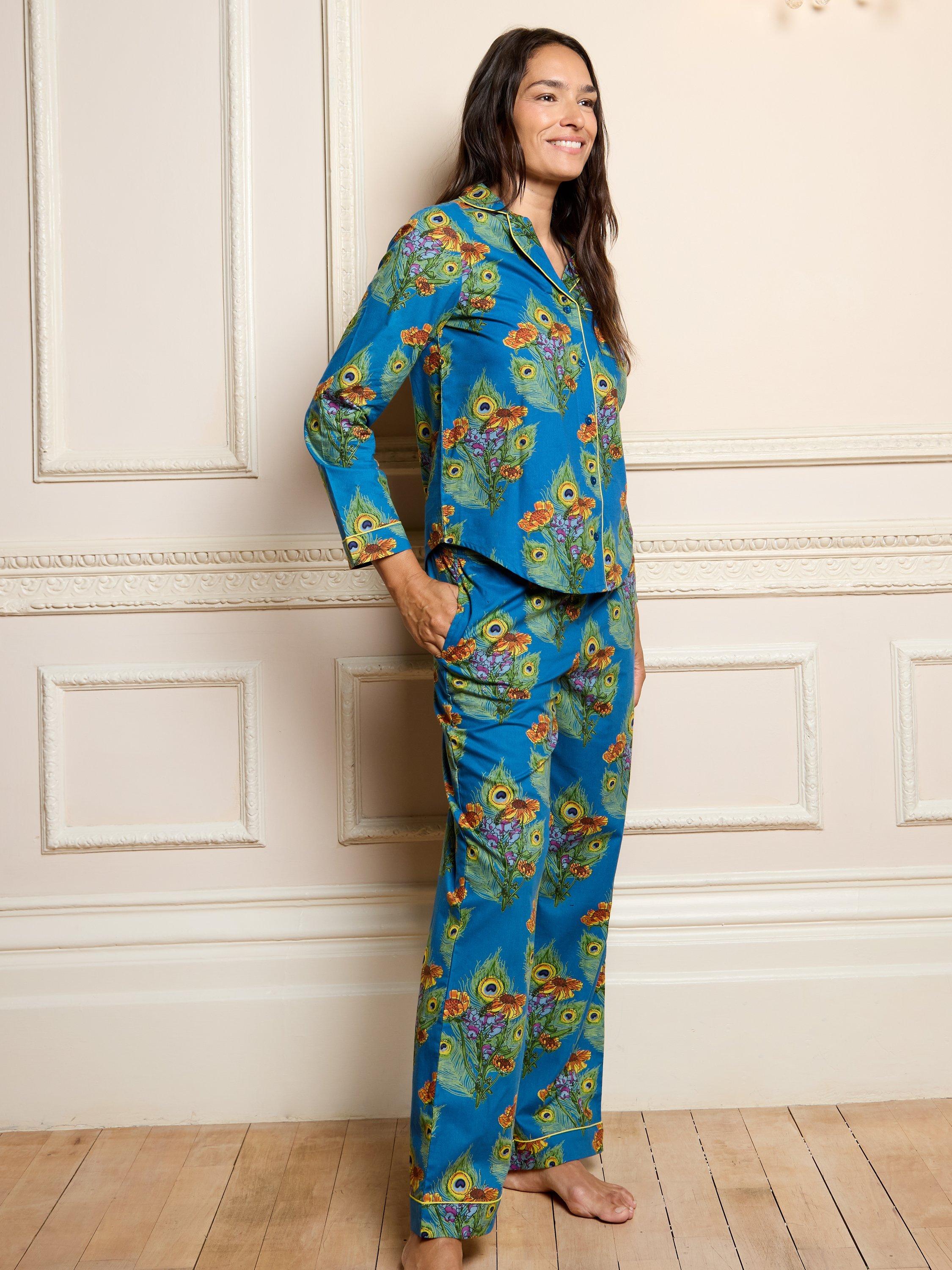 Product image 1 of 5, which shows Their Nibs Mardi Gras Long Pyjama Set, Blue, S