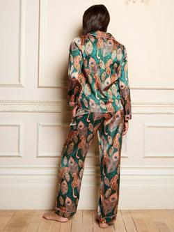 Their Nibs Leopard Peacock Long Pyjama Set, Green - view 2, Green