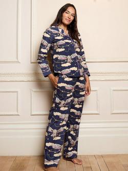 Their Nibs Owl Long Pyjama Set, Navy, Navy