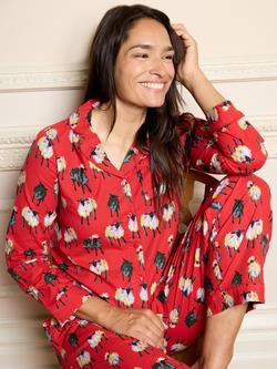 Their Nibs Sheep Print Long Pyjama Set, Red - view 2, Red