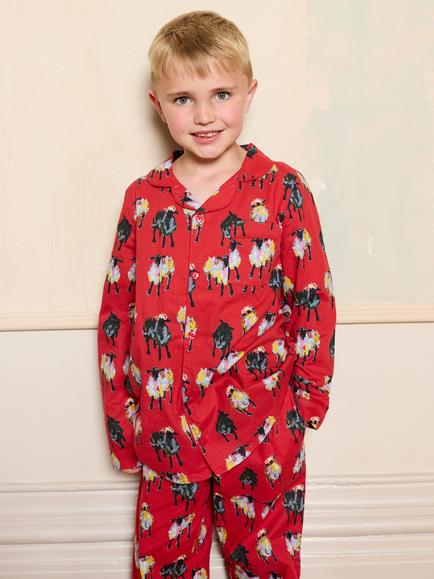 Their Nibs Kids' Sheep Family Pyjama Set, Red - view 2, Red