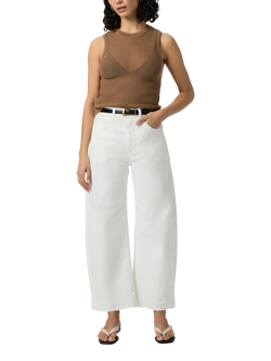 PAIGE Arellia High Rise Barrel Leg Ankle Jeans, White, White
