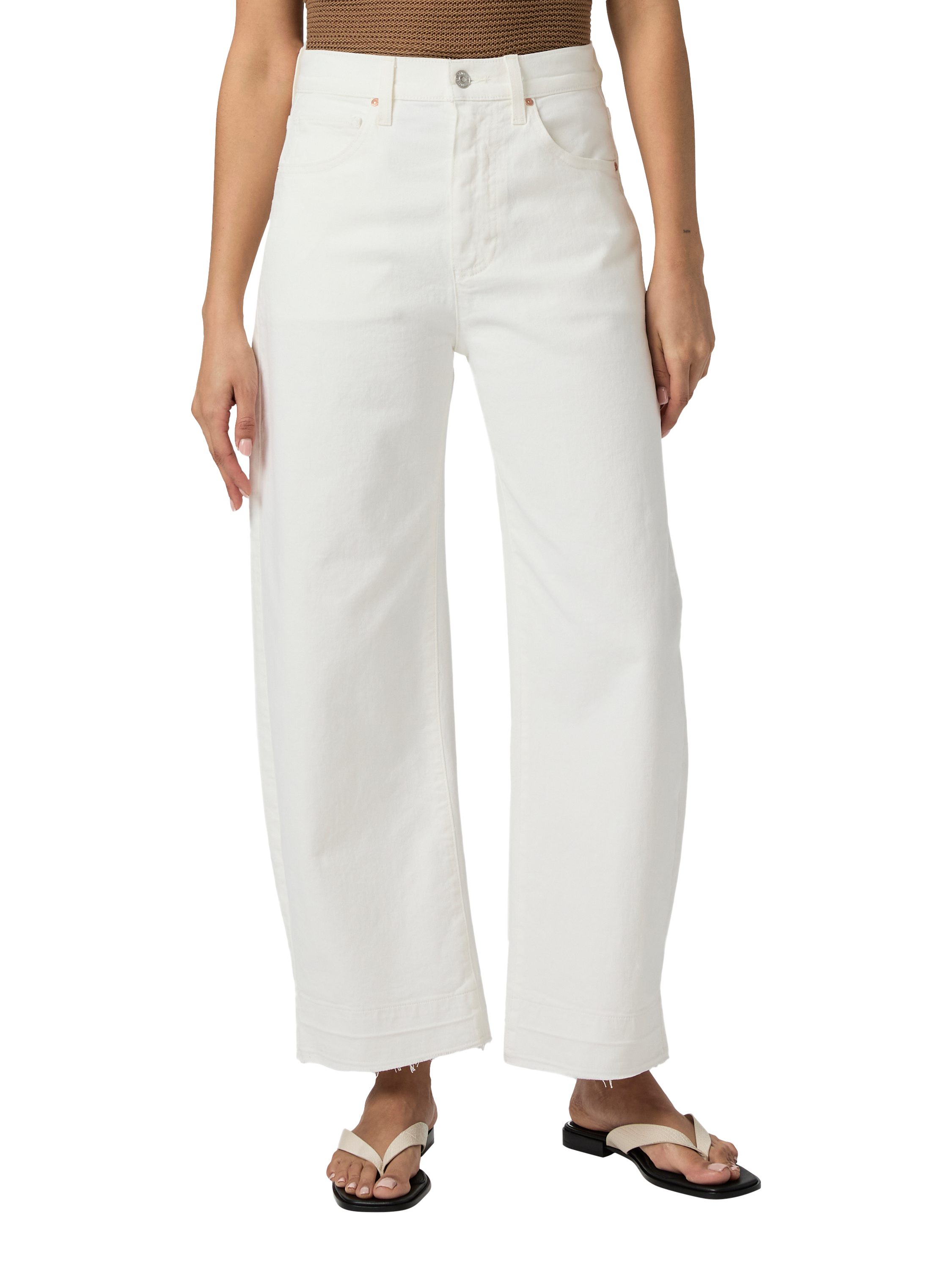 Product image 2 of 4, which shows PAIGE Arellia High Rise Barrel Leg Ankle Jeans, White, 24