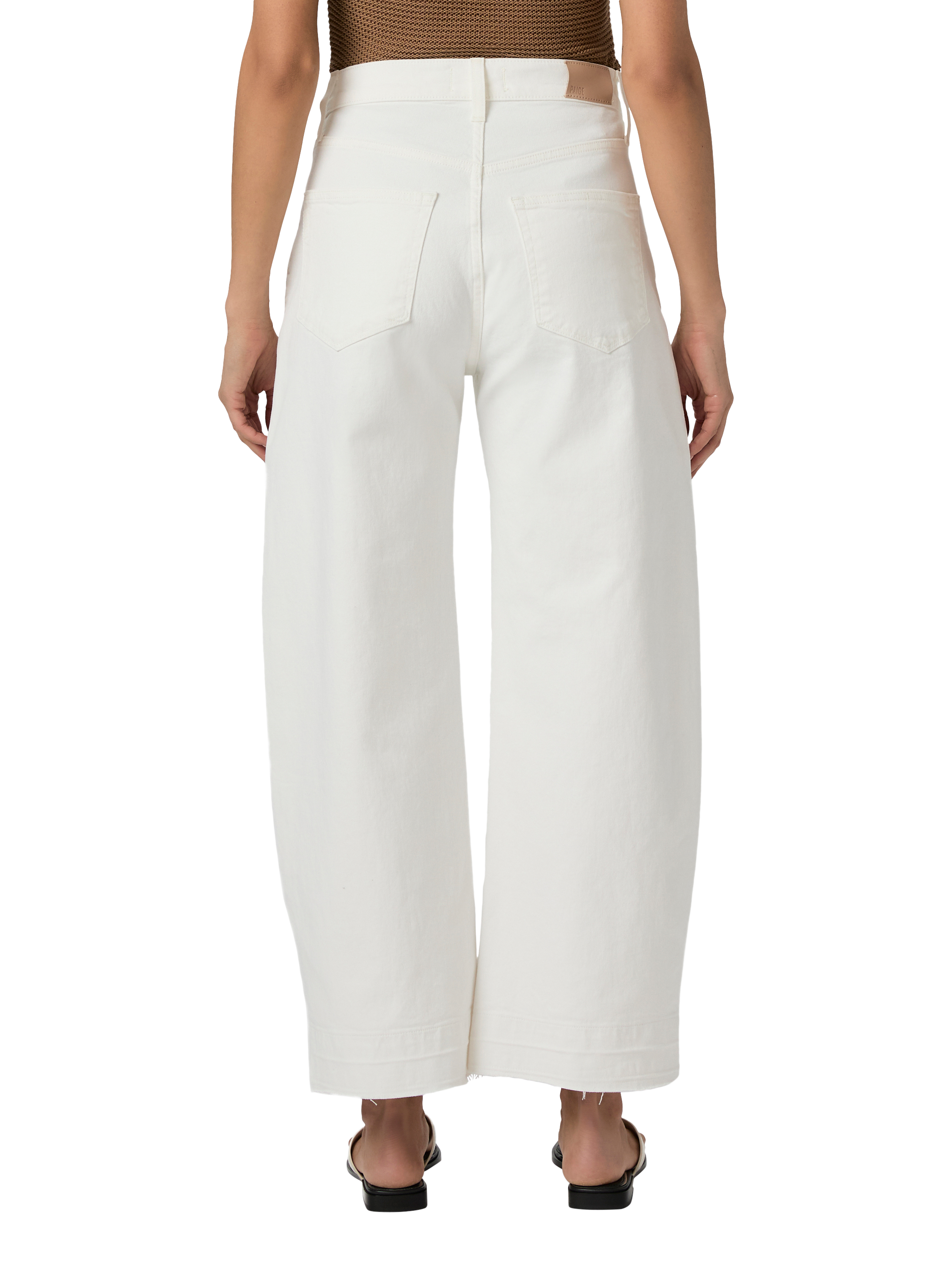 Product image 4 of 4, which shows PAIGE Arellia High Rise Barrel Leg Ankle Jeans, White, 24