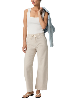 PAIGE Arellia Ankle Crop High-Rise Barrell Leg Jeans, Stone