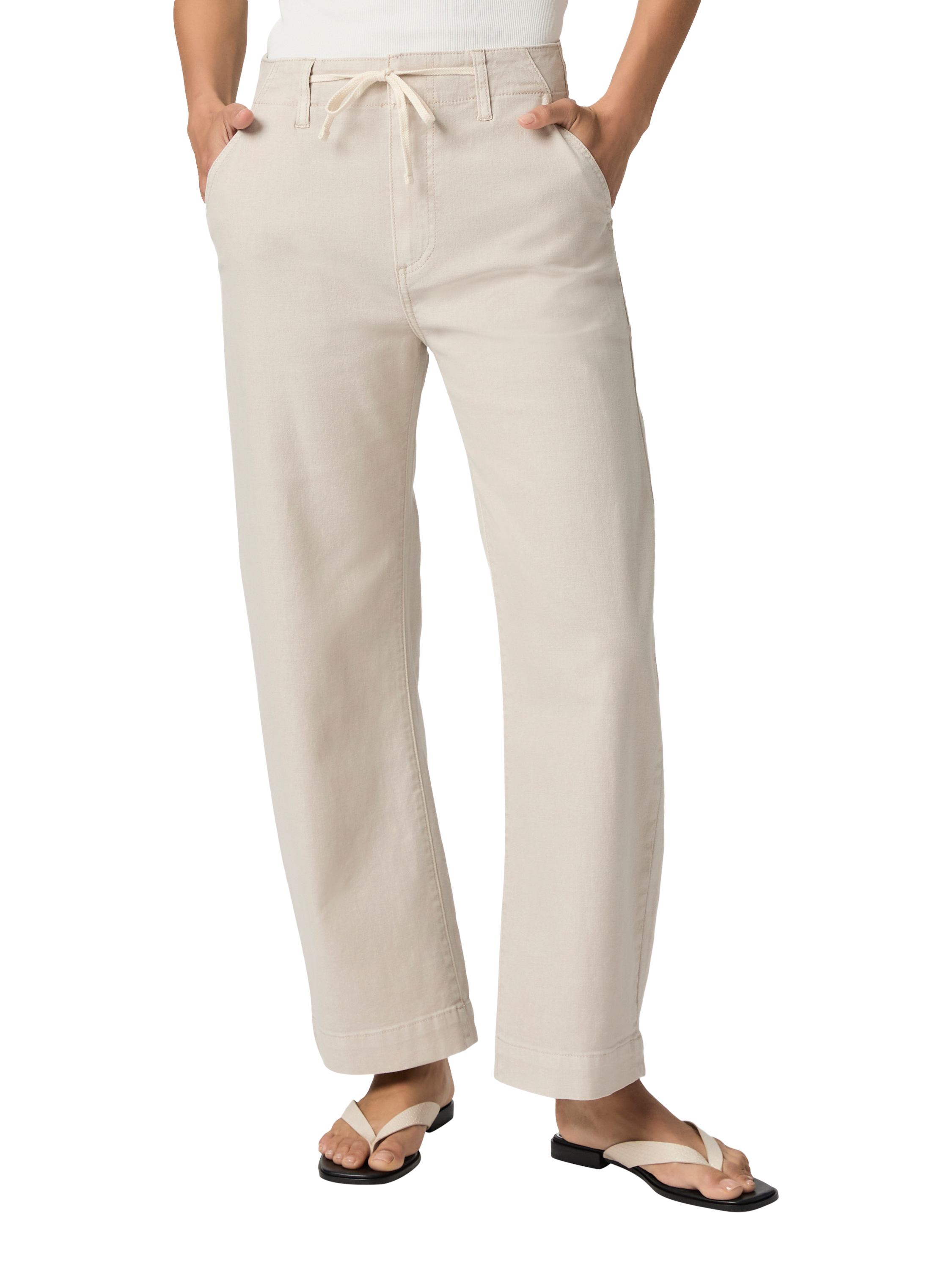 Product image 2 of 4, which shows PAIGE Arellia Ankle Crop High-Rise Barrell Leg Jeans, Stone, 24
