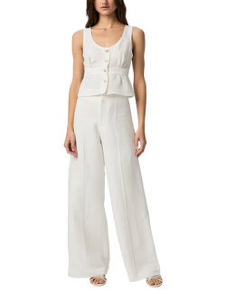 PAIGE Caine Linen Blend Top, White - view 2, White