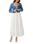 PAIGE Kiara Collarless Denim Jacket, Blue