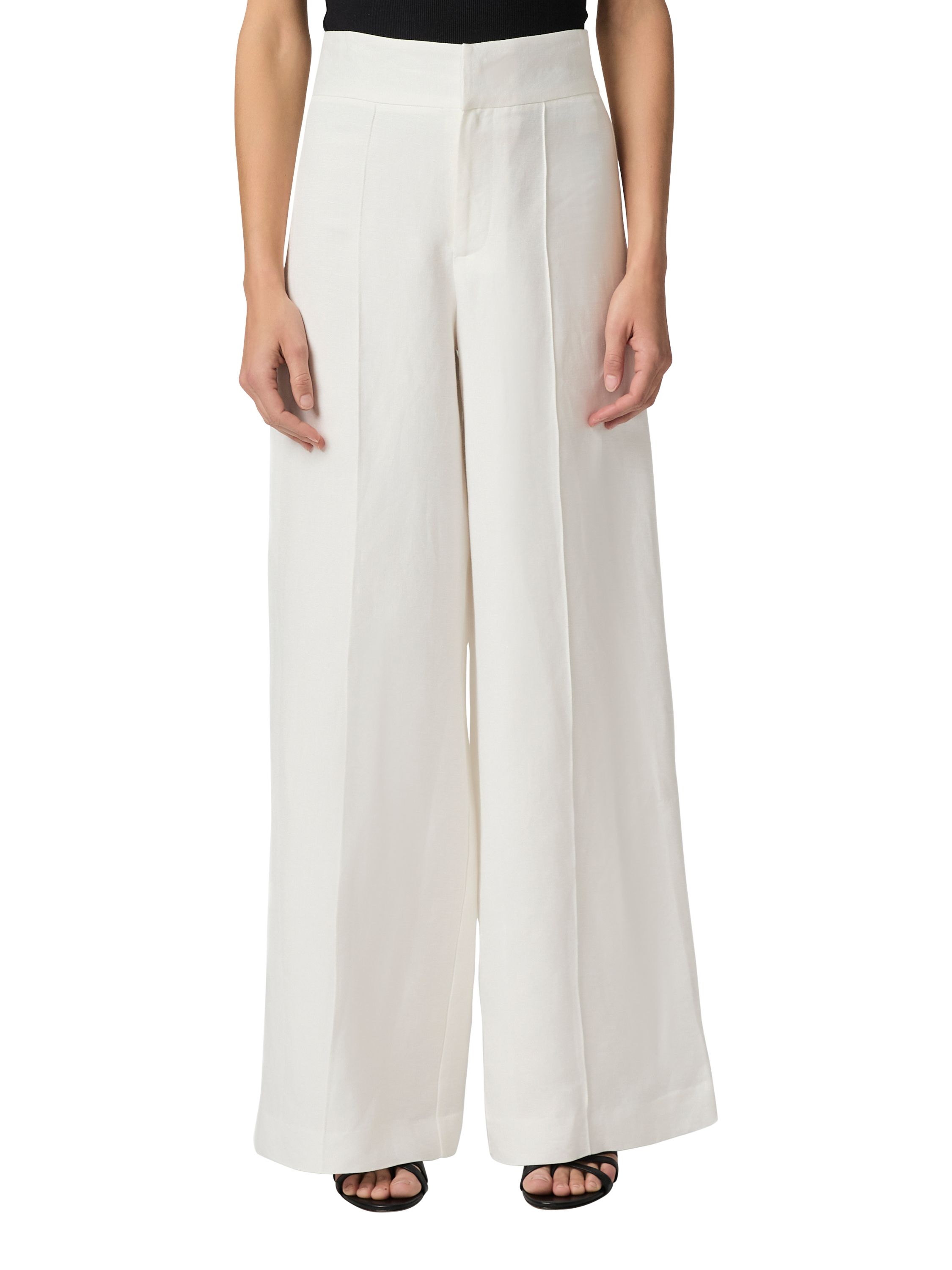 Product image 2 of 4, which shows PAIGE Greyson Linen Blend Wide Leg Trousers, White, 6